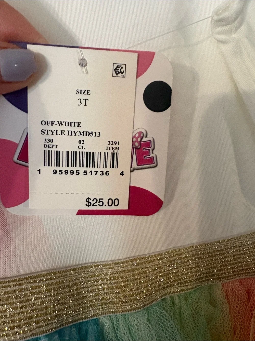 Disney Girls Minnie Mouse Tulle Dresses - White, Peach, Rainbow
